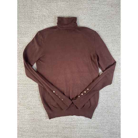 Zara Sweaters - Zara Brown Turtleneck Sweater Gold Button Cuff Knit Top Womens Medium